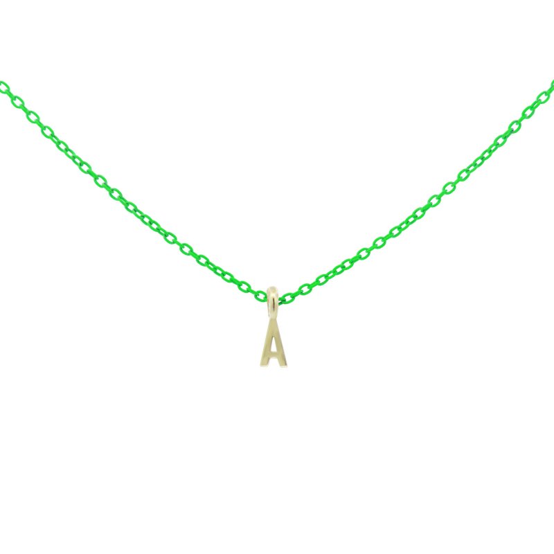 Rue Des Mille - Girocollo Lettera - Oro 18Kt - Verde Fluo