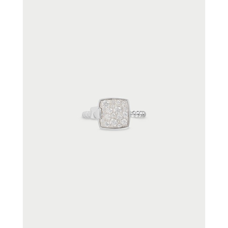 Rue Des Mille - Anello Quadrato Pavè - Argento 925 - Placcatura
