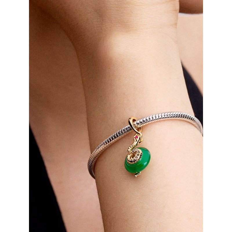 Charm Pendente Serpente Vetro di Murano verde