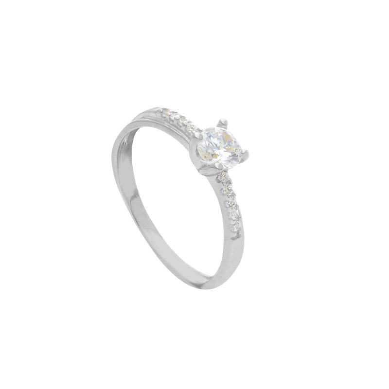 Songa Antonio - Anello Solitario - Oro Bianco - 9 Ct