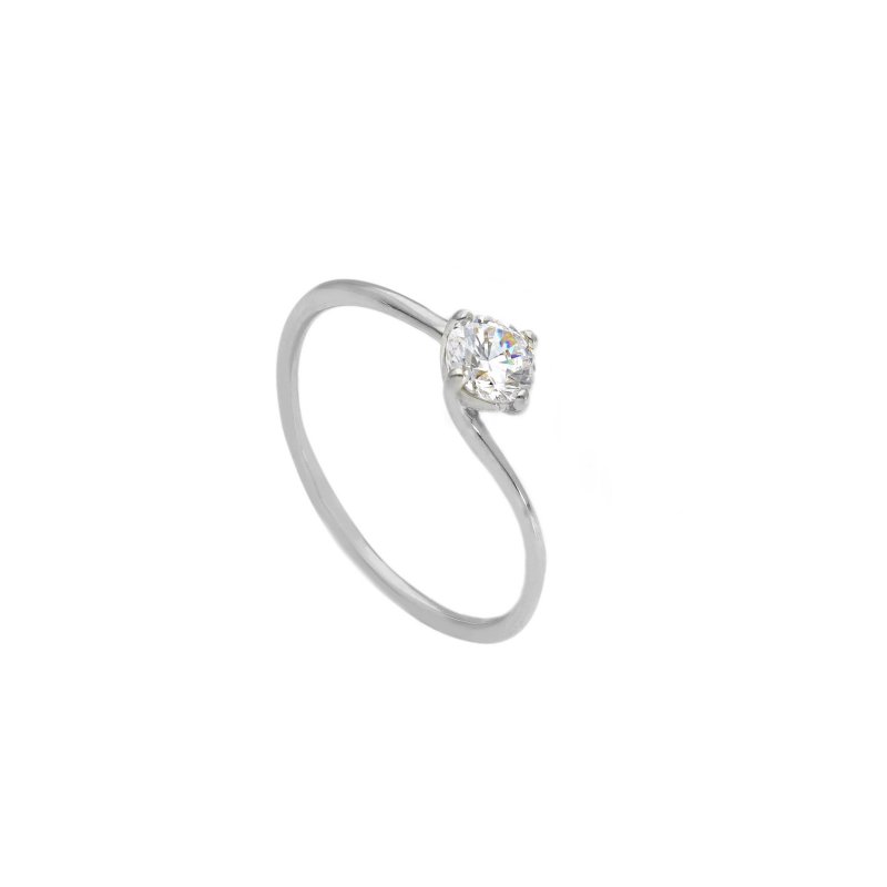 Songa Antonio - Anello Solitario - Oro Bianco - 9 Ct