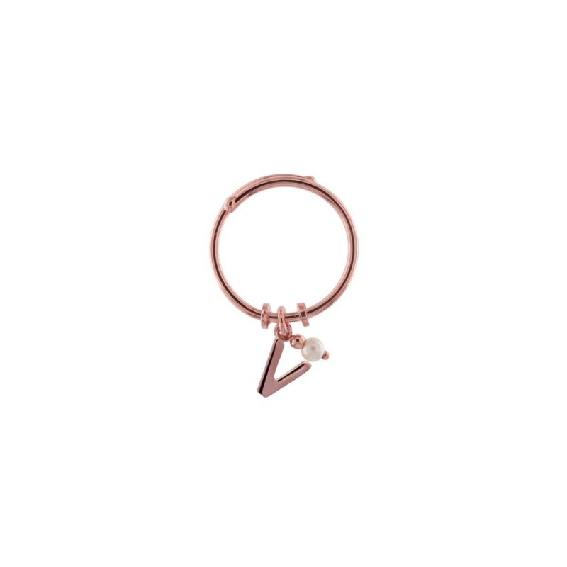 Rue Des Mille - Anello Lettera E - Argento 925 - Oro Rosa