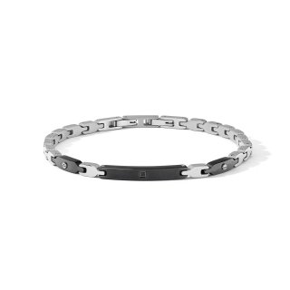 Bracciale In Acciaio, Pvd E Zircone Nero