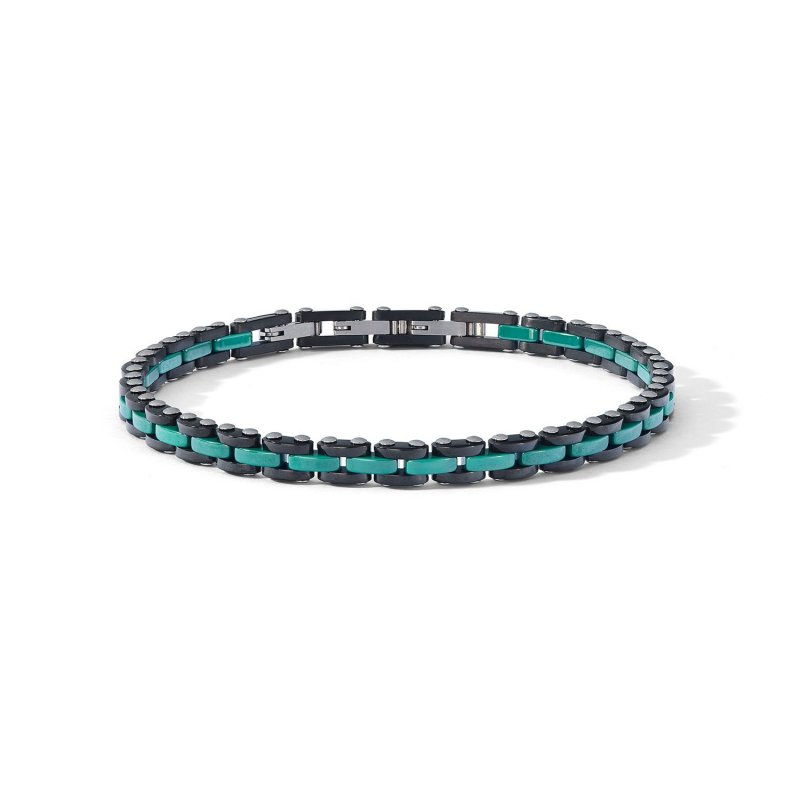 Bracciale Acciai, Pvd E Ceramica Verde