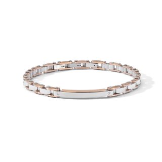 Bracciale Acciaio Con Zirconi Bianchi E Pvd