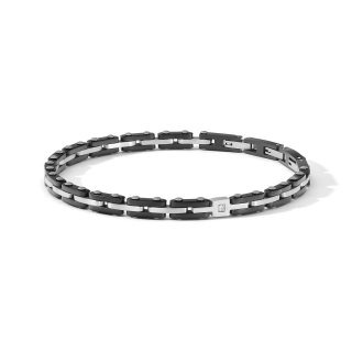 Bracciale In Acciaio Con Zircone Bianco E Pvd