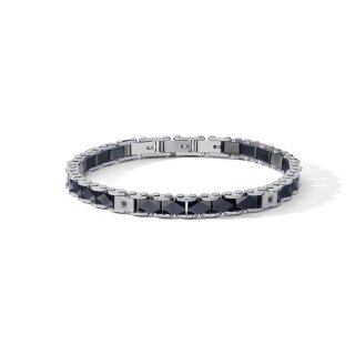 Bracciale Acciaio Con Ceramica E Zirconi Neri