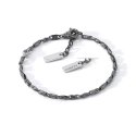 Bracciale In Argento Brunito E Lucido, Diamante E Spinelli Neri
