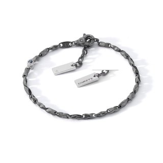 Bracciale In Argento Brunito E Lucido, Diamante E Spinelli Neri