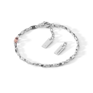 Bracciale In Argento Lucido E Rosè, Diamante E Spinelli Neri