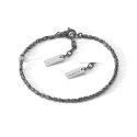 Bracciale In Argento Brunito E Lucido, Diamante, Spinelli Neri