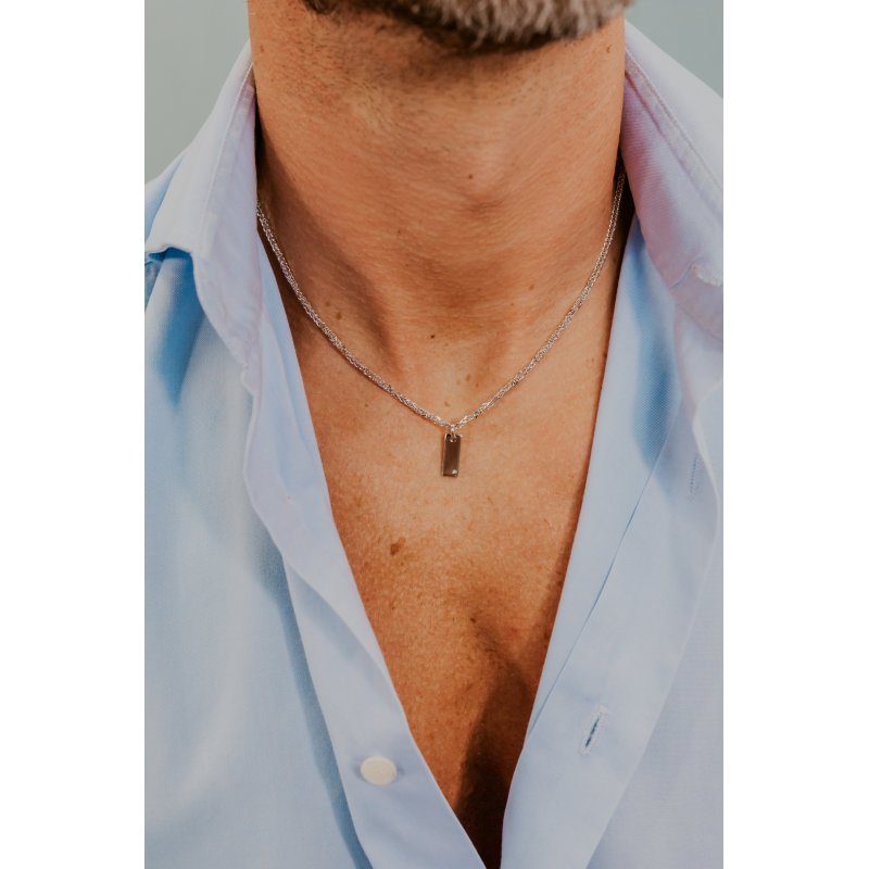 Girocollo In Argento E Diamante Bianco