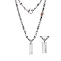 Collana In Argento Lucido E Rosè, Diamante E Spinelli Neri