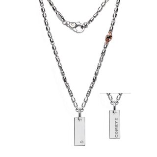 Girocollo In Argento Lucido E Rosè, Diamante E Spinelli Neri