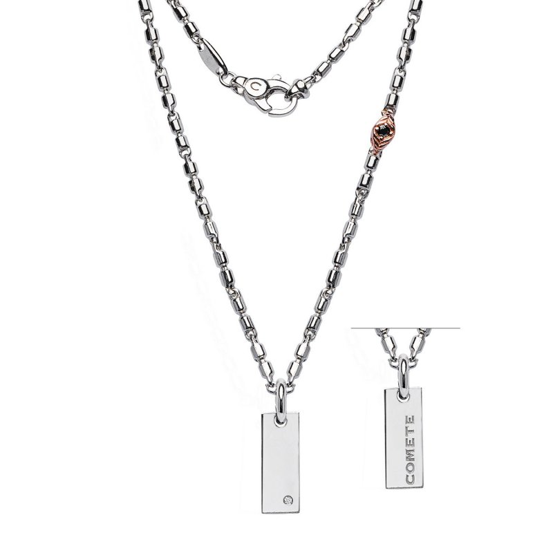 Girocollo In Argento Lucido E Rosè, Diamante E Spinelli Neri