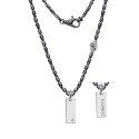 Girocollo In Argento Brunito E Lucido, Diamante, Spinelli Neri