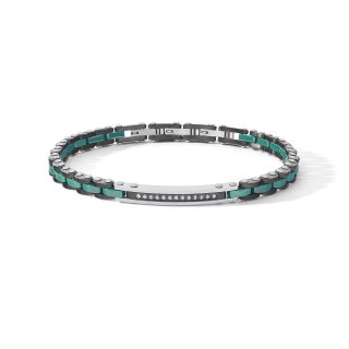 Bracciale In Acciaio Con Pvd, Ceramica E Zirconi