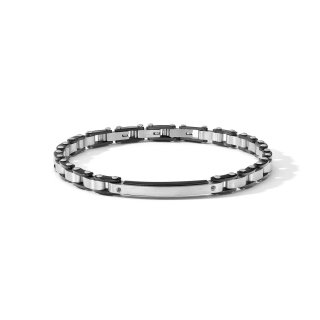 Bracciale Acciaio Con Zirconi Neri E Pvd