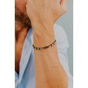 Bracciale Acciaio Con Zirconi Neri E Pvd