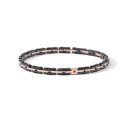 Bracciale Acciaio Con Zircone Nero E Pvd Rosè