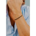 Bracciale Acciaio Con Zircone Nero E Pvd Rosè