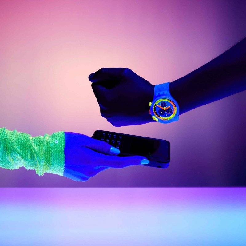 Swatch - Neon Jelly Pay! - Orologio Retro - Trasparente