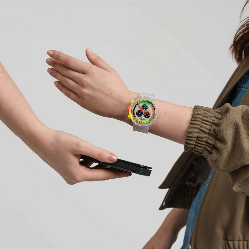 Swatch - Neon Jelly Pay! - Orologio Retro - Trasparente