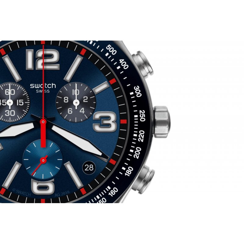 Swatch - Blue Grid Cronografo - Blu - Gomma