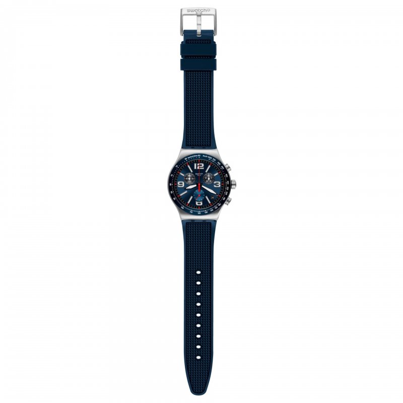 Swatch - Blue Grid Cronografo - Blu - Gomma