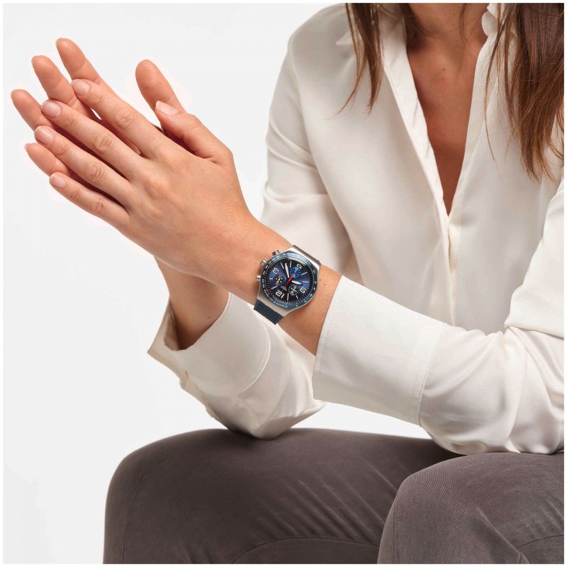 Swatch - Blue Grid Cronografo - Blu - Gomma