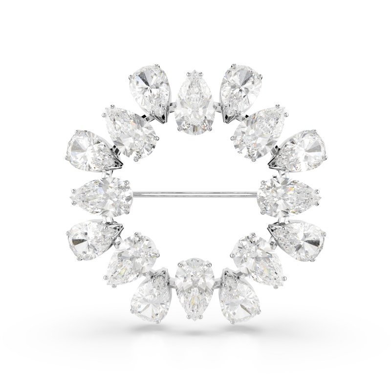 Swarovski - Spilla Matrix - Placcato Rodio - Bianca