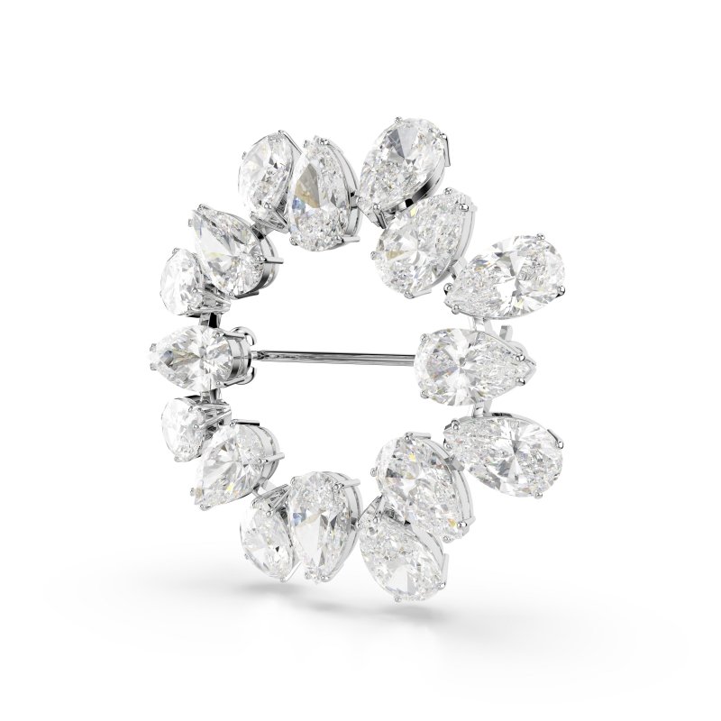 Swarovski - Spilla Matrix - Placcato Rodio - Bianca