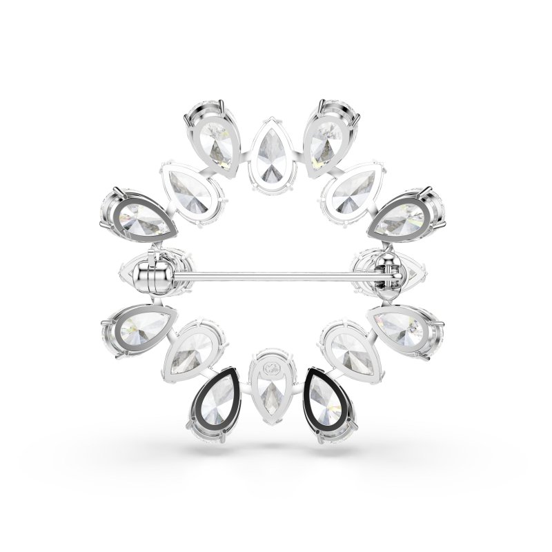 Swarovski - Spilla Matrix - Placcato Rodio - Bianca