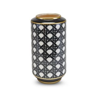 Henriette - Vaso Paglia Di Vienna - Ceramica - Bianco/Nero/Oro