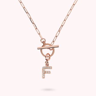 Bronzallure - Collana Catena Paper - Lettera Pavé