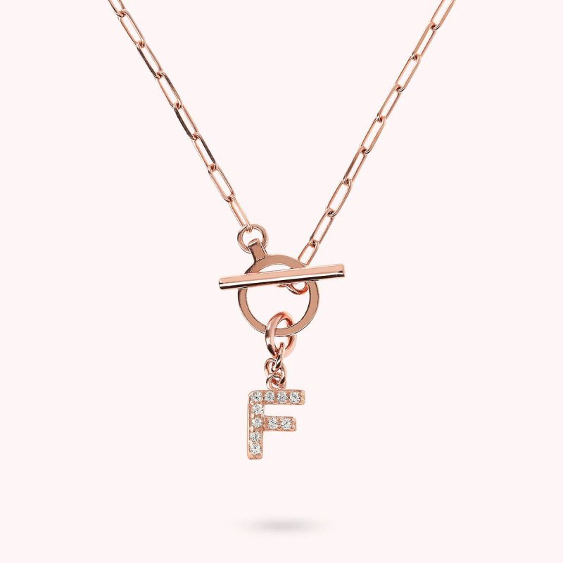 Bronzallure - Collana Catena Paper - Lettera Pavé