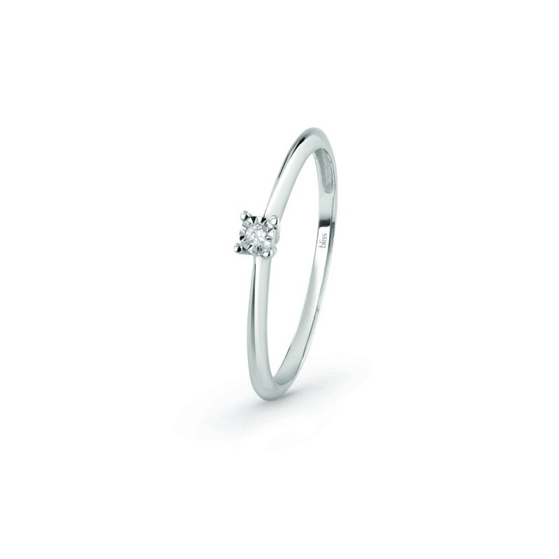 Bliss - Anello In Oro Bianco - Diamante Rotondo