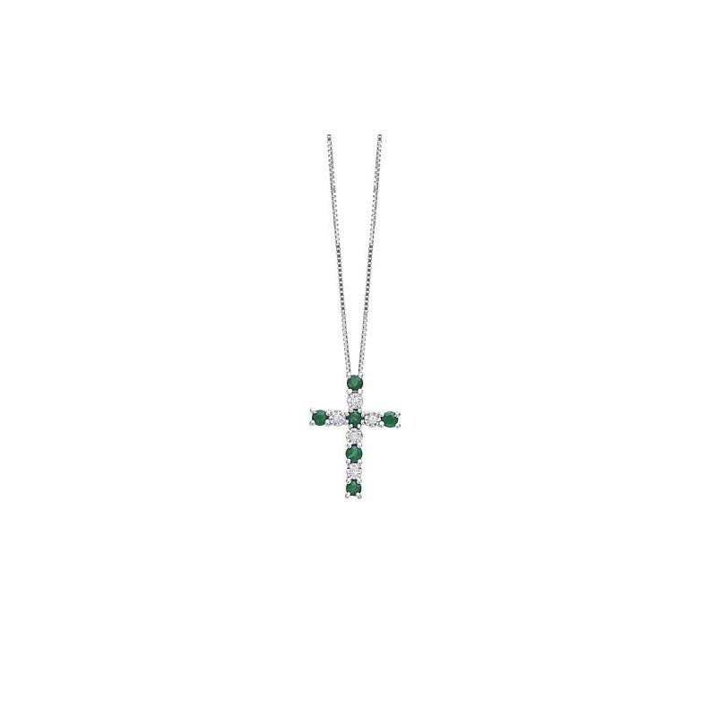 Bliss - Collana In Oro Bianco - Smeraldi - Diamanti