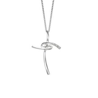 Bliss - Collana Croce - Oro Bianco - Diamanti