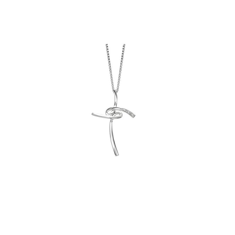 Bliss - Collana Croce - Oro Bianco - Diamanti