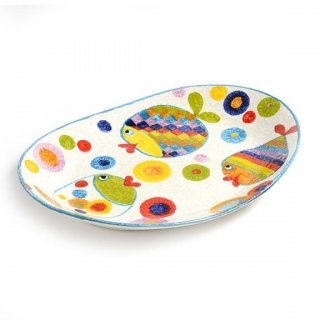 Modigliani - Piatto Ovale Pop Pesci - Ceramica - 25X36 Cm