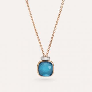 Pomellato - Collana Nudo Mini - Topazio Blu - Oro Rosa