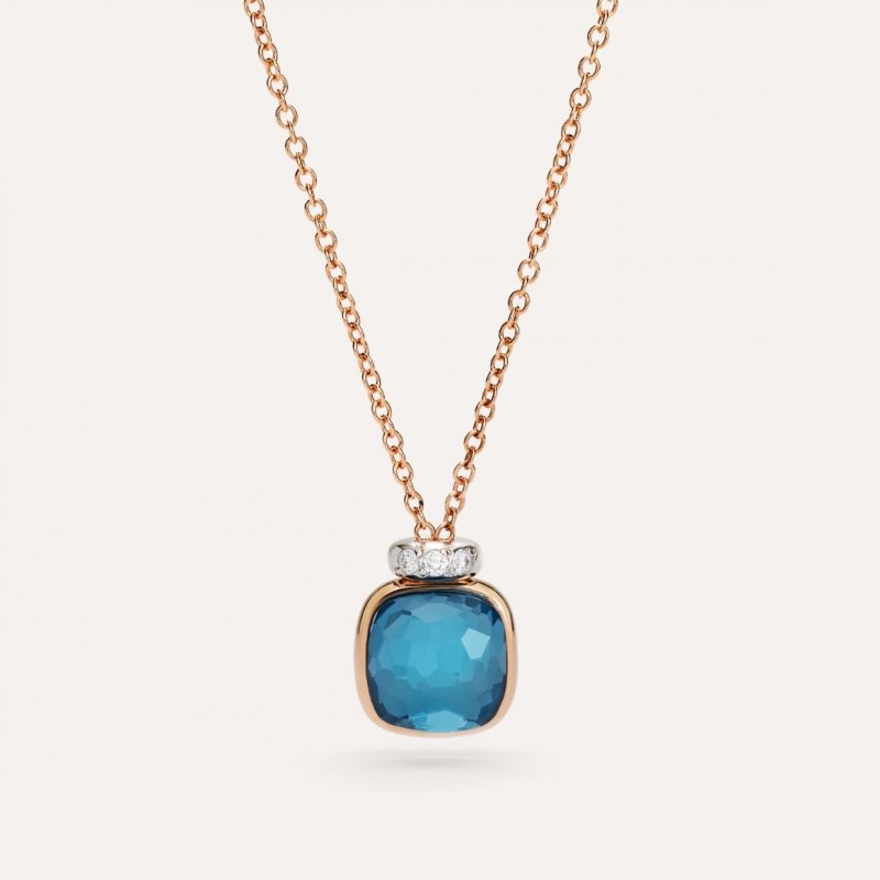 Pomellato - Collana Nudo Mini - Topazio Blu - Oro Rosa
