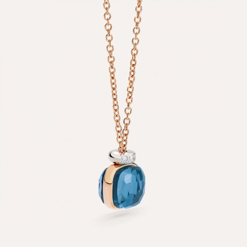 Pomellato - Collana Nudo Mini - Topazio Blu - Oro Rosa