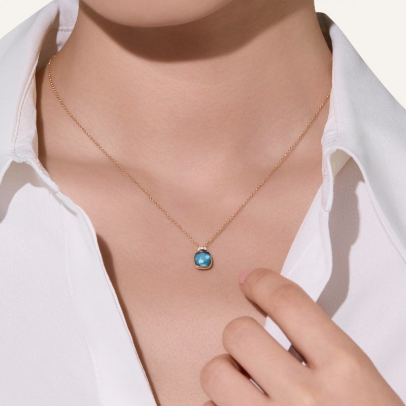 Pomellato - Collana Nudo Mini - Topazio Blu - Oro Rosa