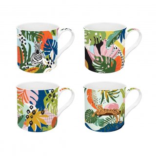Easy Life - Set 4 Mug Tropical Vibes - Porcellana - 300Ml