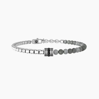 Kidult - Bracciale Uomo - Acciaio E Agata Grigia