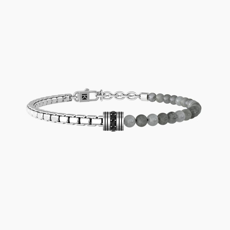 Kidult - Bracciale Uomo - Acciaio E Agata Grigia