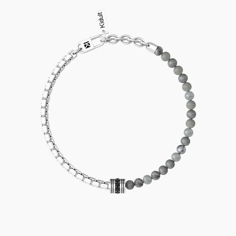 Kidult - Bracciale Uomo - Acciaio E Agata Grigia