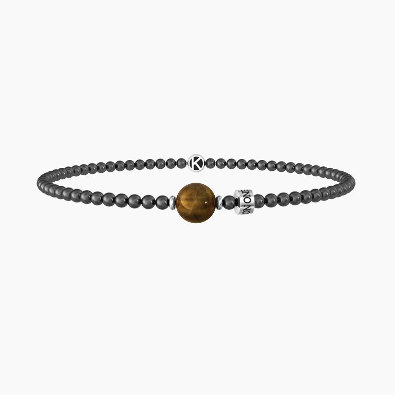 Kidult - Bracciale Uomo - Pvd Gunmetal - Occhio Di Tigre
